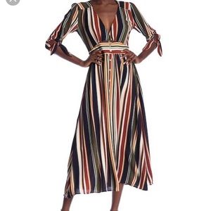 PAOLINO V-Neck front button dress